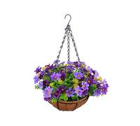 Cpolebev Flores Colgantes Artificiales en Cesta para DecoracióN de Patio, CéSped, JardíN, para la DecoracióN de Exteriores e Interiores, Color