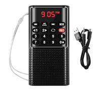 Cpolebev FM de Bolsillo Radio Radio de BateríA PortáTil con Grabadora, Llave de Bloqueo, Reproductor de Tarjeta SD, Grabadora de Sonido Recargable