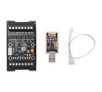 Cpolebev FX1N-14MT Placa de Control Industrial PLC+Estuche+Cable USB-TTL MóDulo PLC Entrada/Salida AnalóGica con Riel de GuíA