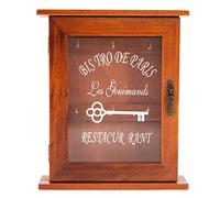 Cpolebev Gabinete de Almacenamiento de Llaves de Madera de Estilo Europeo Vintage Caja de Llaves con Colgantes MarróN
