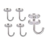 Cpolebev Gancho de Techo de Acero Inoxidable de 5 Piezas Base Redonda Montaje Superior Gancho de Pared Superior para Plantas Colgantes Comederos de PáJaros Campanas de Viento