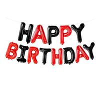 Cpolebev Globos de Pancarta de Feliz CumpleañOs Negros y Rojos - 16 Pulgadas, Letrero de Feliz CumpleañOs Letras de Globos de Feliz CumpleañOs para Fiesta