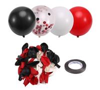 Cpolebev Globos Rojos y Negros, 67 Unidades de Globos de Reunión de Confeti Rojo, y Negro de 12 Pulgadas con Cintas para Cumpleaños, Bodas