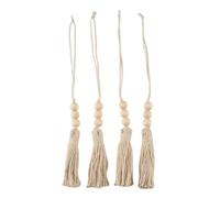 Cpolebev Guirnaldas de Cuentas de Madera, Borlas de Cuentas de Granja, Cuentas de OracióN de DecoracióN RúStica para la DecoracióN de la Perilla de la Puerta del Hogar (4 Piezas)