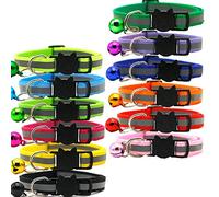 Cpolebev Hebilla de Seguridad de LiberacióN RáPida con Collares Reflectantes para Gatos de 12 Piezas con Campana Ajustable de 19-32 Cm (12 Colores)