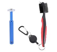 Cpolebev Herramienta de Afilador de Ranura de Golf Afilador de Ranura de Club de Golf y Cepillo RetráCtil de de Golf para Golfistas Kits PráCticos y Limpios Azul y Rojo
