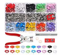 Cpolebev Herramienta de Alicates + 100 Juegos de Botones de Costura de Metal de 10 Colores Pernos de PresióN de Punta SóLida Hueca Sujetadores a PresióN para Bolsas de Ropa