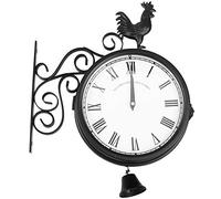 Cpolebev Jardín al Aire Libre Estación de Pared Reloj Reloj de Doble Cara Vintage Retro Decoración para el hogar