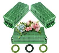 Cpolebev Jaula de Espuma Floral, Paquete de 3 Bloques de Espuma Floral para Flores, Soporte de Flores con Espuma Floral, Cuenco de Jaula de Espuma para Flores