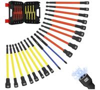 Cpolebev Juego de 19 Destornilladores Magnéticos para Taladro de, Vástago Hexagonal de 1/4 Pulgada, Adaptador de Vaso de Acero -V, Extensión con Destornillador.