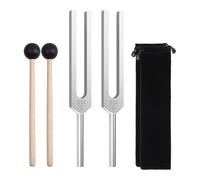 Cpolebev Juego de 2 Diapasones de 512 Hz, Diapasones de Aleación de Aluminio con Martillos, para Terapia de Curación con Sonido y Yoga