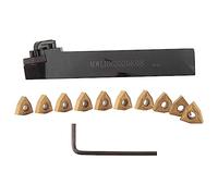 Cpolebev Juego De 20Mm Sostenedor De Herramientas De Torneado De Torno Mwlnr2020K08 + 10 Wnmg0804 Insertos De Carburo