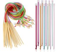 Cpolebev Juego de 23 Agujas de Crochet Tunecinas, 11 Agujas de Crochet Largas de Aluminio de 2,0-8,0 Mm y 12 Agujas de Crochet Tunecinas de Bambú