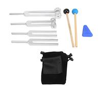 Cpolebev Juego de 4 Horquillas de AfinacióN (128 Hz, 256 Hz, 512 Hz, 528 Hz) con Martillo de Horquilla de AfinacióN para de Sonido Herramientas de VibracióN de Sonido