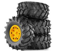 Cpolebev Juego de 4 Llantas de Goma con Abalorios Beadlock de 128 mm y Escala 1/10 para Coches RC Crawler TRX4 D90 D110 Axial SCX10 de 1/10, Color Amarillo