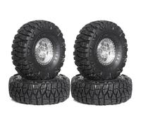 Cpolebev Juego de 4 Neumáticos de Rueda de Metal Beadlock de 60 mm y 1,0 Pulgadas para 1/18 1/24 RC Crawler Car TRX4M SCX24 AX24 FCX24 Piezas de Mejora Plateadas