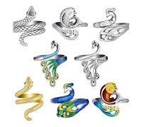 Cpolebev Juego de 8 Piezas de Anillo de Ganchillo de Punto Ajustable, Anillo de Tensión de Hilo Guía para los Dedos, Anillo de Ganchillo para Anillos de Tejer con los Dedos