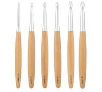 Cpolebev Juego de Agujas de Crochet Grandes de 6,5 Mm, 7,0 Mm, 8,0 Mm, 9,0 Mm, 10,0 Mm, 12,0 Mm, Agujas de Crochet con Manejar de Madera de