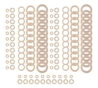 Cpolebev Juego de Anillos de Madera Natural de 120 Piezas, Anillo de Madera Macramé Sin Terminar, CíRculos de Madera para Manualidades, FabricacióN de Joyas con Colgante de Anillo