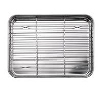 Cpolebev Juego de Bandeja y Rejilla para Horno Tostador de 10 Pulgadas, Bandeja para Hornear PequeñA Acero Inoxidable con Rejilla para Enfriar, Bandeja para Hornear Apta para Lavavajillas