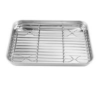 Cpolebev Juego de Bandeja y Rejilla para Horno Tostador de 9 Pulgadas, Bandeja para Hornear PequeñA de Acero Inoxidable con Rejilla para Enfriar, Bandeja para Hornear Apta para Lavavajillas