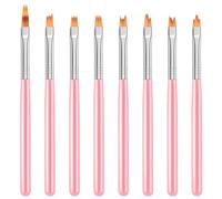 Cpolebev Juego de BolíGrafos de Pintura de Color de 8 Piezas, Pincel de UñAs de PéTalo Rosa, Pincel de UñAs Corto