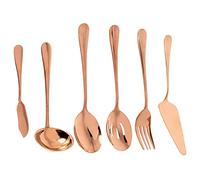 Cpolebev Juego de Cubiertos de 6 Piezas para Servir Cubiertos, Juego de Utensilios para Servir, Incluye Servidor para Pasteles, Cuchara Ranurada para Servir Rosa