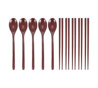 Cpolebev Juego de Cucharas y Palillos de Madera de Teca, Cucharas Antiadherentes Sopa-Cucharita para Utensilios de Cocina