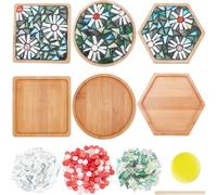 Cpolebev Juego de de Mosaico DIY de 3 Estilos, Juego de Posavasos de Bambú con Mosaico Floral para Decoración del Hogar Hecha A Mano