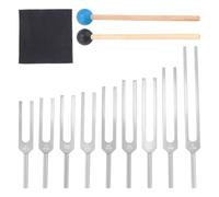 Cpolebev Juego de Diapasones de 9 Piezas, 174/285/396/417/528/639/741/852/963 Hz, Juego de Herramientas de Sanación con Sonido para Curar Chakras, Color Plateado