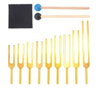 Cpolebev Juego de Diapasones de 9 Piezas, 174/285/396/417/528/639/741/852/963 Hz, Juego de Herramientas de Sanación con Sonido para Curar los Chakras, Dorado