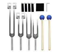 Cpolebev Juego de Diapasones de Aleación de Aluminio, 128 Hz, 256 Hz, 512 Hz, 1024 Hz, Diapasones para Relajación de Meditación y Yoga con Sonido.