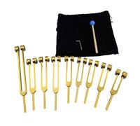 Cpolebev Juego de Diapasones de Chakras de Aleación de Aluminio con Martillos para Curación, Terapia de Sonido, Meditación, Yoga Dorado