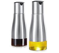 Cpolebev Juego de Dispensador de Botella de de 2 Piezas, Juego Vinagrera Dispensadora Aceite, Dispensador de Acero Inoxidable Elegante Botella de Vidrio