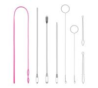 Cpolebev Juego de Herramientas para Enhebrar Cordón, Giratorios de Bucle de Costura de Acero Inoxidable con Pestillo, Enhebrador de Cordón Flexible