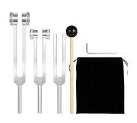 Cpolebev Juego de Horquillas de AfinacióN (128 Hz 256 Hz 512 Hz) de 3 Unidades Horquillas de AfinacióN con Martillo Reflejo para Herramientas de VibracióN de Sonido de CuracióN de Sonido