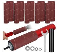 Cpolebev Juego de Lijadora de Tambor, Adaptador de Lijadora de Husillo de Tambor de Lijado de Goma, con Tambor de Papel de Lija de Grano 120, Manguitos de Lijado, Taladro Eléctrico
