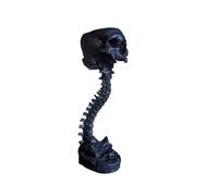 Cpolebev Juego de Macetero de Calavera de Resina y Soporte para Lomo, Maceta de Calaveras de Poliresina, DecoracióN de Halloween, de Cabeza de Calavera Retro, Negro