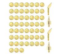 Cpolebev Juego de Puntas para Quemar Madera de 56 Piezas, Herramienta para Quemar Madera con Letras, Incluido el Alfabeto para Grabado en Relieve, Tallado Artesanal, Quema de Madera