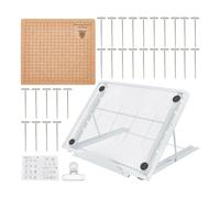 Cpolebev Juego de Tableros de Encaje 8x8 Pulgadas, Tableros y Alfileres de Encaje con Soporte Ajustable, Suministros de Herramientas de Encaje, Tablero Auxiliar para Manualidades de Punto