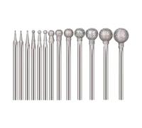 Cpolebev Juego de Tallado de Piedra con Fresas de Diamante Montadas en Diamante con Forma de Bola de 13 Piezas con Mandril de 3/32 Pulgadas para Herramientas Rotativas