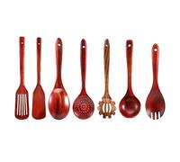 Cpolebev Juego de Utensilios de Cocina de Madera, Cucharas de Madera para Cocinar Juego de 7 Espátulas de Cocina de Madera de Teca Natural para Incluir 7 Paquetes