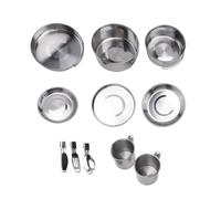 Cpolebev Juego de Utensilios de Cocina para Acampar, Olla para Acampar de Acero Inoxidable, Juego de Vajilla PortáTil para Exteriores, Juego de Ollas Plegables y Apilables