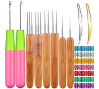 Cpolebev Juego Herramientas Bloqueo Aguja de Ganchillo con Trenzas 31 Piezas, Dreadlocks Needles Herramientas Enclavamiento Dobladas para el Cabello con Anillo para el Cabello Dreadlocks