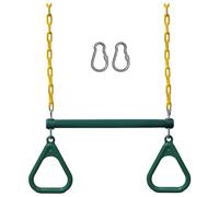 Cpolebev Juegos de Columpios para Patio Trasero: el Juego Incluye Barra Oscilante Trapezoidal de 18 Pulgadas y Cadena Resistente de 48 Pulgadas con Mosquetones de Bloqueo (Verde)