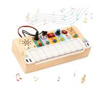 Cpolebev Juguetes para Niños Pequeños con Tablero Ocupado, Juguetes Sensoriales para Niños con Música e Interruptores de Luz LED, Juguetes de Madera, Juguetes con Interruptor de Luz