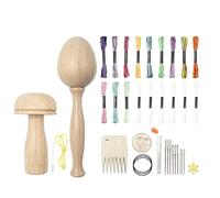 Cpolebev Kit de 2 Piezas de Suministros para Zurcir, Huevo para Zurcir, Suministros para Zurcir de Madera con Forma de, con Agujas para Coser