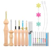 Cpolebev Kit de 23 Agujas Perforadoras, Juego de Agujas Perforadoras de Madera Ajustables para Bordado Principiante para Adultos