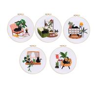 Cpolebev Kit de Bordado de 5 Juegos para Adultos Principiantes, el Kit de Bordado una Mano Incluye de Ocio, Hilos de Colores y Herramientas
