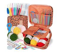 Cpolebev Kit de Ganchillo, Juego de Ganchillo para Principiantes, Juego de Ganchillo PortáTil de 58 Piezas, de Ganchillo ErgonóMicos, Suministros de Ganchillo para Viaje